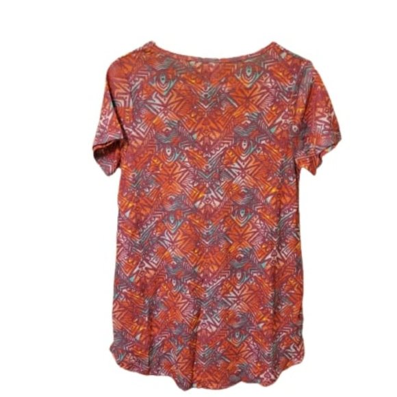 LuLaRoe Pink, Purple, Turquoise, Orange Abstract Pattern Classic T Shirt Size XS - Picture 2 of 5